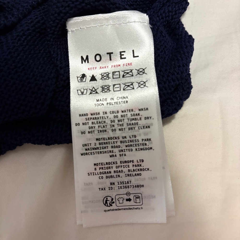 Motel Rocks Priscilla Halter Top in Sheer Knit Navy Blue - Picture 7 of 7